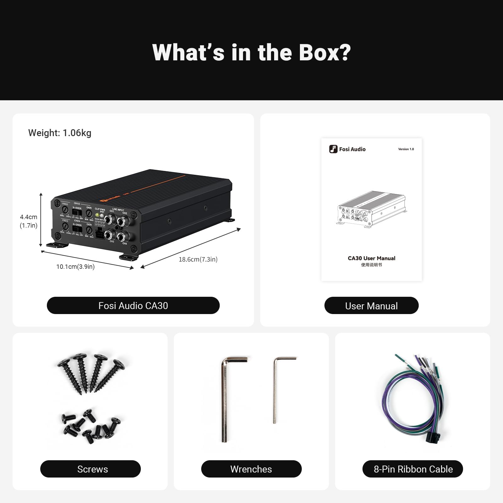 Fosi Audio CA30 4チャンネル クラスDアンプ 本体 Amazon.com: Fosi Audio CA30 4 Channel Car Amplifier Mini Class D